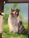 Berger Australien huile sur toile - Portraits de chiens commandes